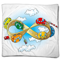 Cars On Infinite Road (rastered Illustration) Blankets 8868566