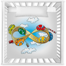 Cars On Infinite Road (rastered Illustration) Nursery Decor 8868566