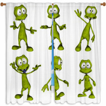 Cartoon Alien Window Curtains 640030