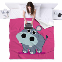 Cartoon Baby Hippopotamus Art For Kids Blankets 53573156