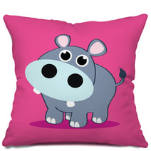 Cartoon Baby Hippopotamus Art For Kids Pillows 53573156