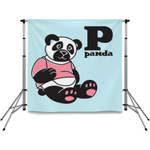 Cartoon Doodle Panda With Letter P Part Of Animal Abc Backdrops 107240738