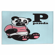 Cartoon Doodle Panda With Letter P Part Of Animal Abc Rugs 107240738
