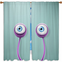 Cartoon Eyes Window Curtains 55778864