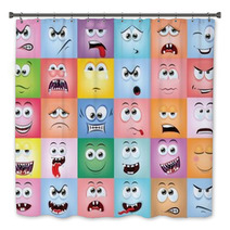 Cartoon faces with emotions Bath Decor 63661814