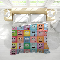 Cartoon faces with emotions Bedding 63661814