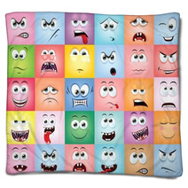 Cartoon faces with emotions Blankets 63661814