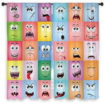 Cartoon faces with emotions Window Curtains 63661814