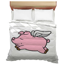 Cartoon Flying Pig Vector Illustration Bedding 142150847