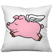 Cartoon Flying Pig Vector Illustration Pillows 142150847