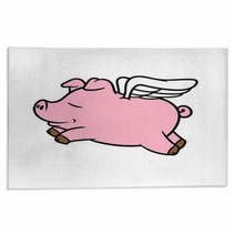 Cartoon Flying Pig Vector Illustration Rugs 142150847