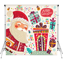 Cartoon Funny Santa Claus With Presents Backdrops 56302362