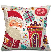 Cartoon Funny Santa Claus With Presents Pillows 56302362
