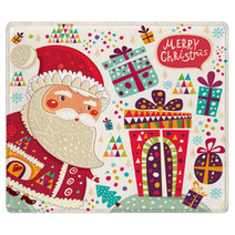 Cartoon Funny Santa Claus With Presents Rugs 56302362