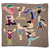 Cartoon Gymnastic Stickers Blankets 40556408