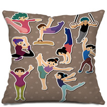 Cartoon Gymnastic Stickers Pillows 40556408