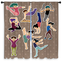 Cartoon Gymnastic Stickers Window Curtains 40556408