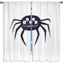 Cartoon Halloween Spider Window Curtains 90346566