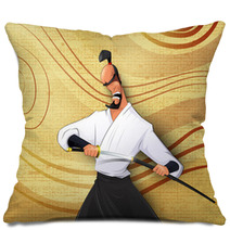 Cartoon Llustration Of Japanese Samurai Pillows 143795549