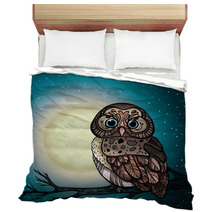 Cartoon Owl And Full Moon. Bedding 55712653
