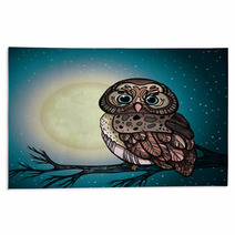 Cartoon Owl And Full Moon. Rugs 55712653