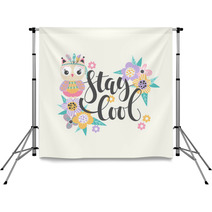 Cartoon Owl And Lettering Backdrops 180127803