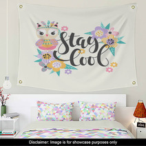 Cartoon Owl And Lettering Wall Art 180127803