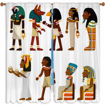 Cartoon Pharaoh Icon Window Curtains 31171923
