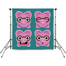 Cartoon Piggy Banks With Eyeglasses Backdrops 61639424