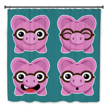 Cartoon Piggy Banks With Eyeglasses Bath Decor 61639424