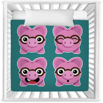 Cartoon Piggy Banks With Eyeglasses Nursery Decor 61639424