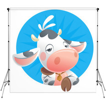 Cartoon Sleepy Baby Cow Thinking Icon Backdrops 52946182
