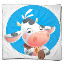 Cartoon Sleepy Baby Cow Thinking Icon Blankets 52946182