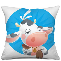 Cartoon Sleepy Baby Cow Thinking Icon Pillows 52946182