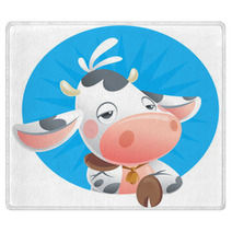 Cartoon Sleepy Baby Cow Thinking Icon Rugs 52946182