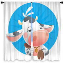 Cartoon Sleepy Baby Cow Thinking Icon Window Curtains 52946182
