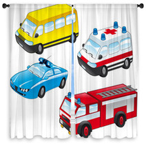Cartoon Vehicles Window Curtains 13522704