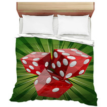 Casino Craps Red Dice On Green Background Bedding 39634639