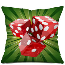Casino Craps Red Dice On Green Background Pillows 39634639