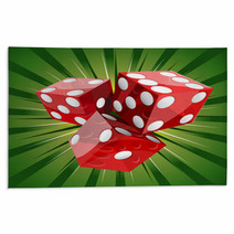 Casino Craps Red Dice On Green Background Rugs 39634639