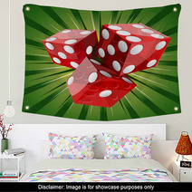Casino Craps Red Dice On Green Background Wall Art 39634639