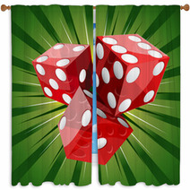 Casino Craps Red Dice On Green Background Window Curtains 39634639