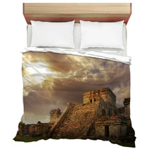 Castillo Fortress At Sunrise In The Ancient Mayan City Of Tulum, Bedding 62635311