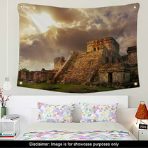 Castillo Fortress At Sunrise In The Ancient Mayan City Of Tulum, Wall Art 62635311