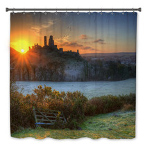 Castle Ruins Winter Sunrise. Bath Decor 51862810