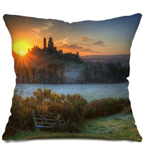 Castle Ruins Winter Sunrise. Pillows 51862810