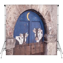 Cattleshed Painted Door In Santo Stefano Di Sessanio Backdrops 44515027
