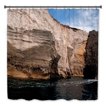 Caves And Rock Formations By The Sea At Kleftiko Area On Milos I Bath Decor 68036077
