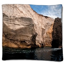 Caves And Rock Formations By The Sea At Kleftiko Area On Milos I Blankets 68036077