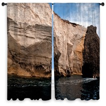 Caves And Rock Formations By The Sea At Kleftiko Area On Milos I Window Curtains 68036077